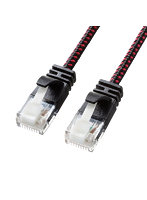 サンワサプライ つめ折れ防止カテゴリ6A細径メッシュLANケーブル 10m ブラック＆レッド KB-T6AME-10BKR