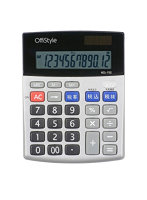 オーム電機 OffiStyle 税率電卓 卓上 12桁 07-8637 グレー KCL-152