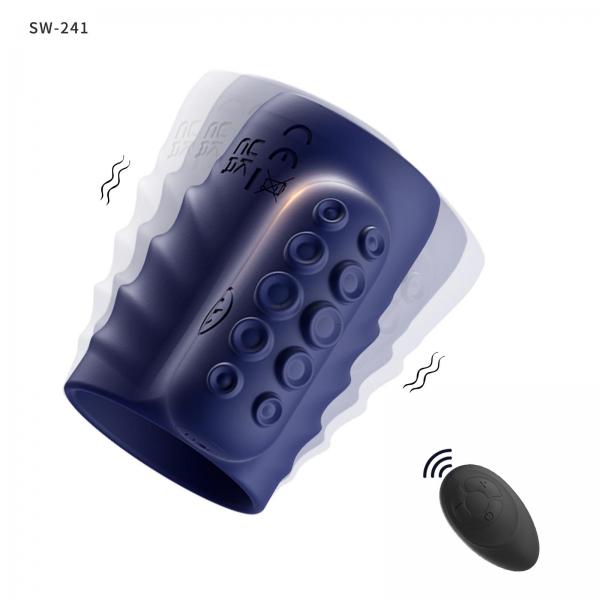 新開発電動ペニスサック バイブレーションサック しっかりホールド感 波打つデザイン 突起付き 10種類激震 ゾクゾク刺激 遠隔絶頂 高弾力素材 快感アップ SM 画像8