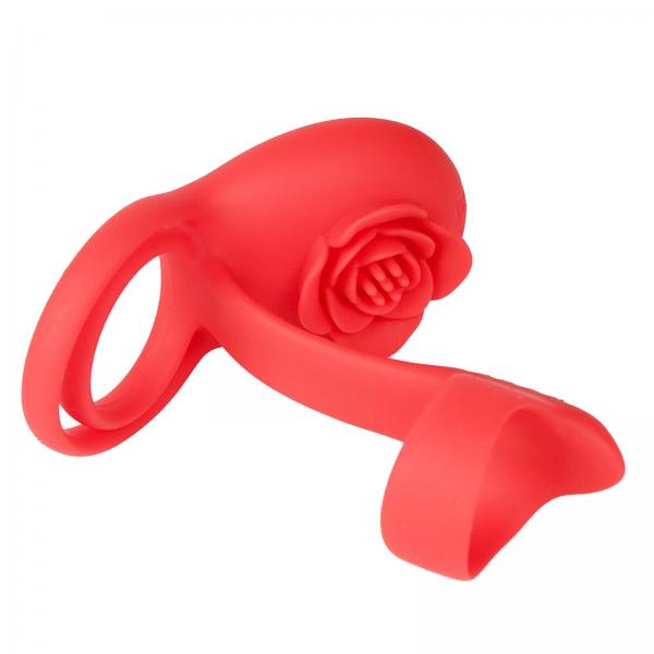 Wバイブリング ローズデザイン 男女兼用 竿も玉袋同時責め 【デュアルモーター＋10種類のリズム】 クリをドキドキ刺激  カップルで簡単プレイ 快感アップ ソフトシリコン SM 画像10