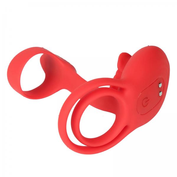 Wバイブリング ローズデザイン 男女兼用 竿も玉袋同時責め 【デュアルモーター＋10種類のリズム】 クリをドキドキ刺激  カップルで簡単プレイ 快感アップ ソフトシリコン SM 画像11