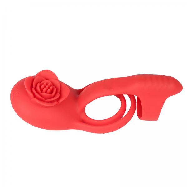 Wバイブリング ローズデザイン 男女兼用 竿も玉袋同時責め 【デュアルモーター＋10種類のリズム】 クリをドキドキ刺激  カップルで簡単プレイ 快感アップ ソフトシリコン SM 画像13