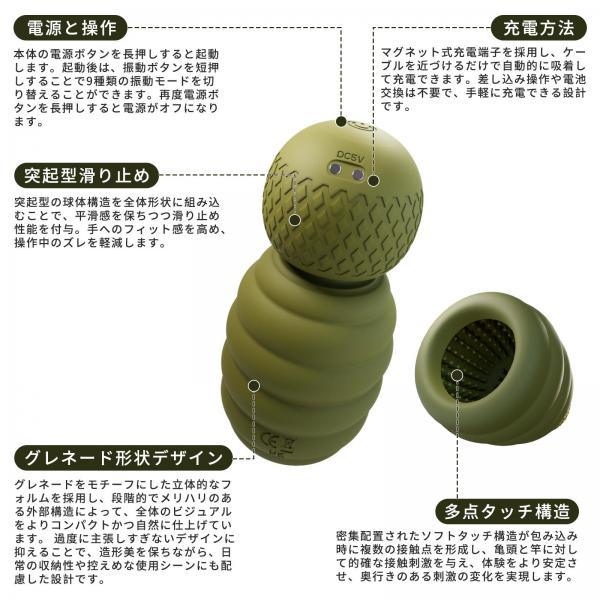 全新！ グレネード型オナホール 9段階振動 多点粒子 亀頭責め 濃密な包まれ感 タイト設計 弾力が迫力満点 絶頂 画像9