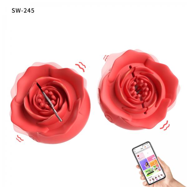 魅惑のフラワーニップルクリップ 激震 バラ型デザイン 専用アプリ 乳首責め 二個入り SM 男女兼用 オナニー 画像7