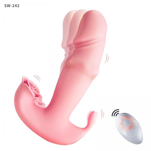 ローズデザイン・ピストンバイブ 新登場4in1電動ディルド 先端は亀頭 強力なプルかき回す振動機能 【9モード振動＆伸縮アクション搭載】 クリ責め Gスポット刺激 遠隔絶頂 SM 画像7