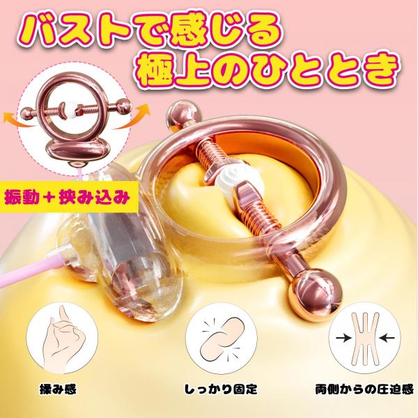 ニップルクリップ SM振動  10段階の振動 スプリング式乳首クリップ 安定・ズレにくい 有線マグネット式コントローラー 画像2