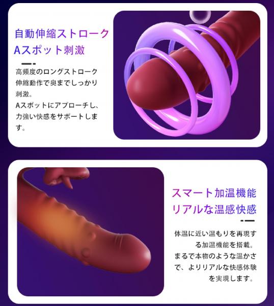 舌舐めバイブ アダルトグッズ 大人のおもちゃ 自動伸縮ピストン 回転ビーズ 加熱機能 Gスポット刺激 10段階調整 USB充電 防水 静音 女性用マッサージャーb215 画像2