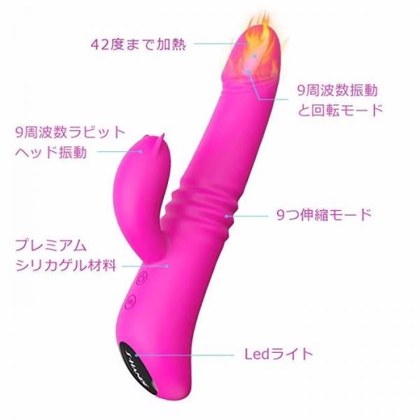 電マ/バイブ 女性用 アダルトグッズ 大人のおもちゃ/クリトリス 強力 潮吹き 42℃加熱 360度回転 伸縮 ピストン 振動モード Gスポット クリ刺激 二点同時攻め 中いき 即イキ/柔らかいシリコ 95 画像3