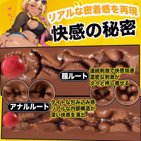 電動オナホール APP遠隔操作対応 黒ギャル 1:1リアル再現 二重通路構造【ローター搭載・10種振動モード】高弾力TPE 密着吸着 USB充電式 バタフライ形状 フロント&バック対応 トレーニングタイプ 男性用211 画像2