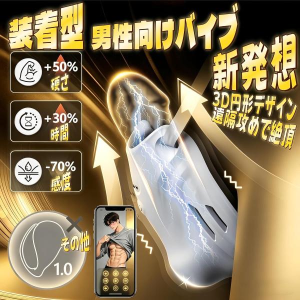 「いつでも、どこでも、新感覚の快感体験!」3in1 メンズバイブ ウェアラブル振動ホール APP遠隔操作対応 9段階振動 高弾力固定ベルト付き 静音設計 通気孔付き IPX6防水 USB磁気充電 メンズ用ホール 大人向けセルフケアグッズ 柔らかシリコン素材 グレー246 画像3