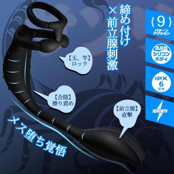 【初心者向け・細身2.4cm】アナルバイブ 前立腺バイブ サソリ型 ダブルモーター 強力振動 スマホAPP操作対応 振動パターン自由設定 ソフトシリコン IPX6防水 USB充電式 日本語説明書付き 男性用アダルトグッズ 293 画像1