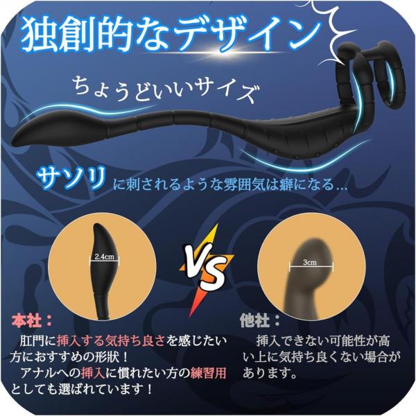 【初心者向け・細身2.4cm】アナルバイブ 前立腺バイブ サソリ型 ダブルモーター 強力振動 スマホAPP操作対応 振動パターン自由設定 ソフトシリコン IPX6防水 USB充電式 日本語説明書付き 男性用アダルトグッズ 293 画像2