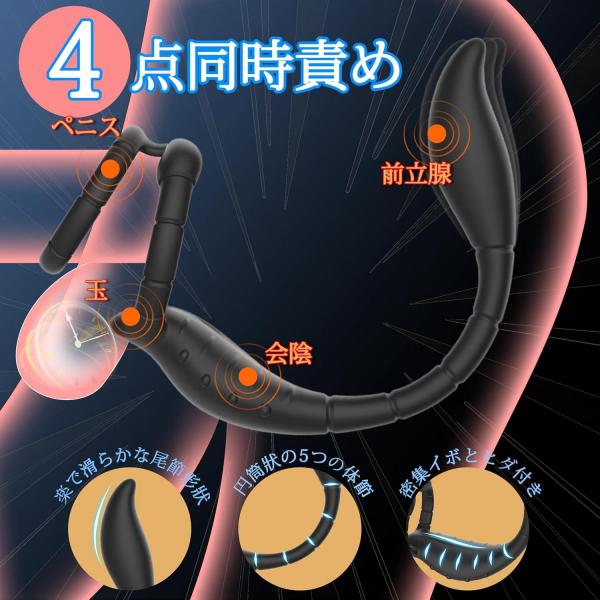 【初心者向け・細身2.4cm】アナルバイブ 前立腺バイブ サソリ型 ダブルモーター 強力振動 スマホAPP操作対応 振動パターン自由設定 ソフトシリコン IPX6防水 USB充電式 日本語説明書付き 男性用アダルトグッズ 293 画像4