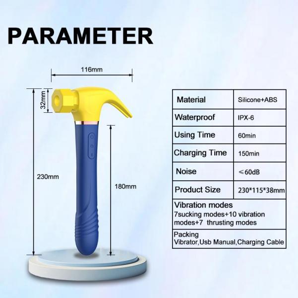バイブ ローター 女性用 潮吹き電マ クリ責め振動 4in1【10段階振動＋7種類吸引＋7段階伸縮】釘抜きハンマー形 吸うやつ パワフル振動 アダルトグッズ 充電式 大人のおもちゃ 82 画像8