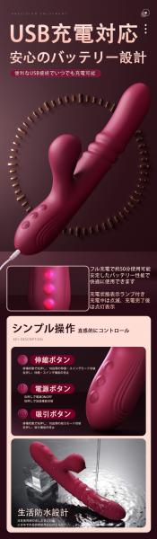 アダルトグッズ 大人のおもちゃ 電動バイブ 10段階振動+10段階吸引+10段階伸縮+スマート加温 Gスポット刺激 ダブル刺激 静音 防水 USB充電 女性用b216 画像10