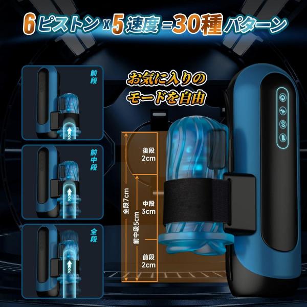 高速ピストン×10段振動!自動伸縮電動オナホール|7cmストローク&30種快感モード搭載・USB充電・O頭対応カップ・ホール交換対応|強力固定バンド付き男性用電動マシン 165 画像2