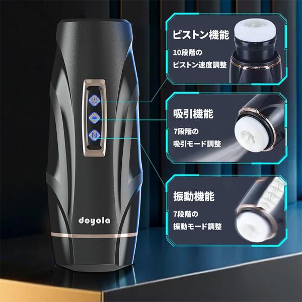 Muffin. 電動オナホール 男性用 自動ピストン 10段階伸縮 × 7段階吸引 × 7段階振動 3D突起構造 静音設計 洗浄可能 TPE素材 画像2