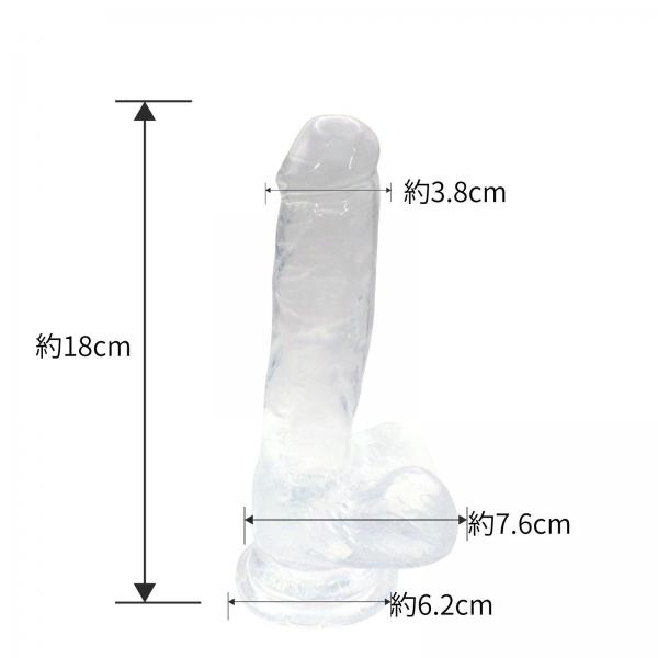 【高透明TPE】 リアル形状 標準Mサイズ(18cm)しっかり届く太さ3.8cm 弾力フィット吸盤付き(ハンズフリー対応) クリアF811 画像2