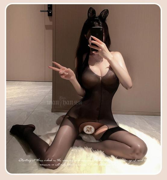 ボディストッキング(ブラック) セクシーバックスタイル オープンクロッチ 超セクシーを演出 コスプレ フリーサイズ F454 画像2