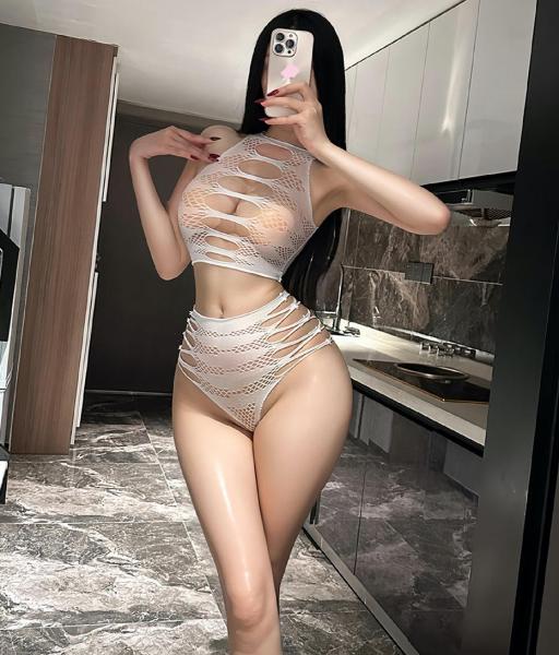 過激 セパレート セットアップ 【純白/ホワイト】 ラダースリット 穴あき 胸開き へそ出し ハイウエスト メッシュ セクシー ランジェリー フリーサイズ 画像3