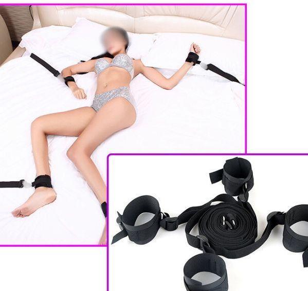 【拘束×フェティッシュ拘束具】 4点拘束ベルト 手錠・足錠 固定ロープセット ベッド拘束 束縛プレイ ボンテージ セクシーランジェリー ブラック フリーサイズ F-782 画像7