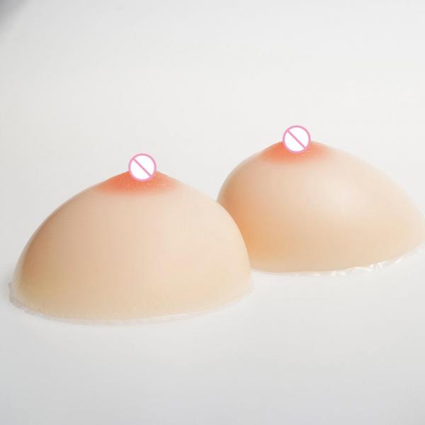 リアル感触シリコン製ブレストフォーム C~Dカップ相当（左右セット800g（400g×2）肌色-粘着タイプ 乳房 画像1