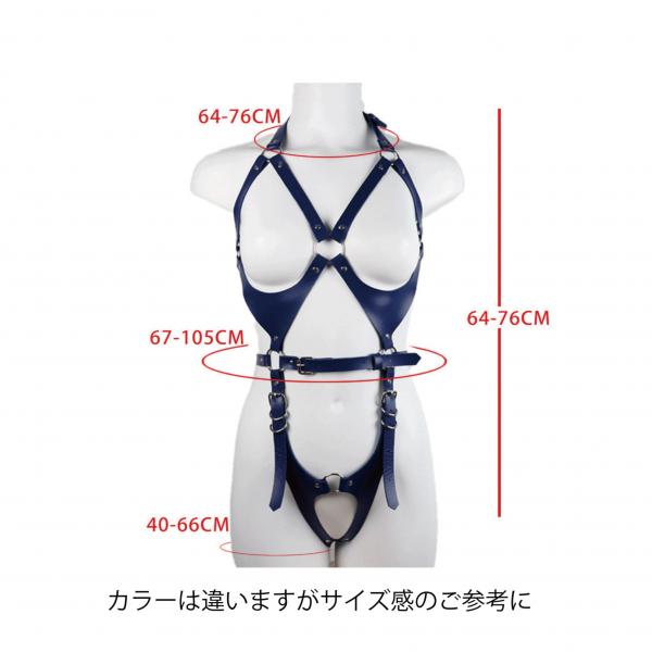 【レザー拘束×着衣即ハメ】「レザーで全身縛られて…締め付けられるたびに身体が熱くなっちゃう…っ」情熱レッドPUレザー×金属リング結合 全身拘束ハーネス 調節可能ガーターベルト 着衣プレイ即挿入 セクシーランジェリー レッド XLサイズ F-249 画像1