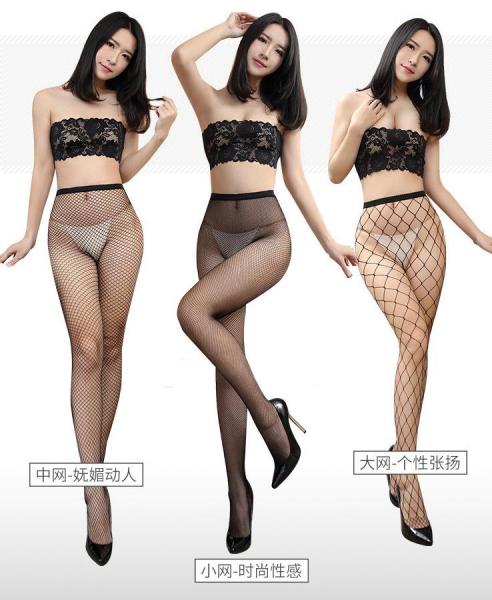 【3種セット/美脚露出】 セクシー網タイツ 3枚組 大網 中網 小網 フィッシュネット パンティストッキング 美脚 引き締め 透け エロ下着 ブラック フリーサイズ F-424 画像7