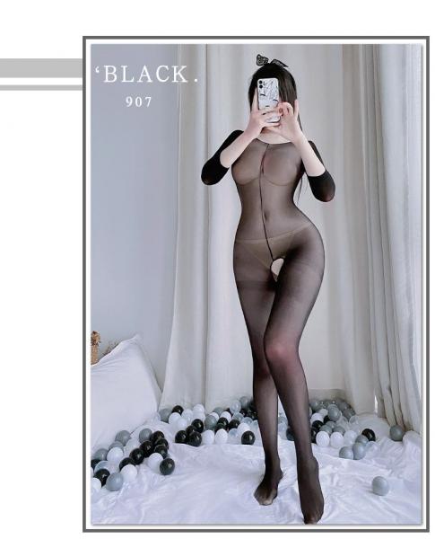 ボディーストッキング(黒) フリーサイズ オープンクロッチタイプ 超セクシー誘惑タイツ コスプレ 撮影 F373 画像5