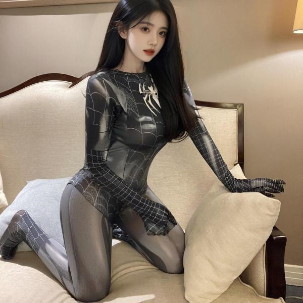 （713）ボディスーツ スパイダーマン （股部閉型へ改良品） 全身タイツ セクシー コスプレ 大人用 衣装 誘惑 過激 コスチューム コスプレ衣装 F713 画像5