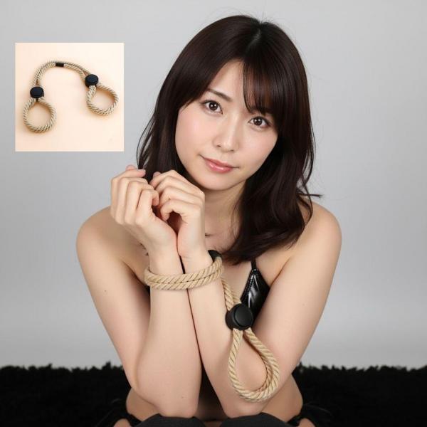 SM 拘束 ロープ 手錠風 【結ばない/簡単装着】 麻縄風 ストッパー付き 手枷 足枷 縛り プレイ ボンテージ 初心者 ポリエステル F780 画像2