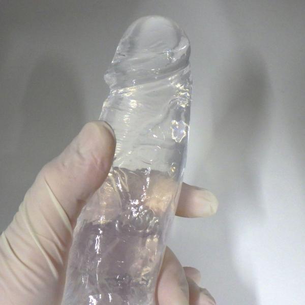 【高透明TPE】 リアル形状 迫力Lサイズ(20cm)ガッツリ届く極太4.5cm 弾力フィット吸盤付き(ハンズフリー対応) クリアF810 画像10
