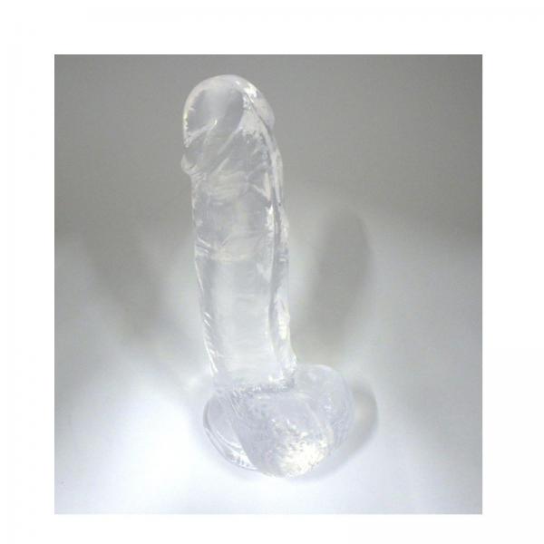 【高透明TPE】 リアル形状 迫力Lサイズ(20cm)ガッツリ届く極太4.5cm 弾力フィット吸盤付き(ハンズフリー対応) クリアF810 画像5