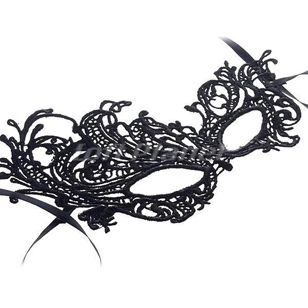 ベネチアンマスク マスカレード アシンメトリー アイマスク セクシー レース 仮面 コスプレ 仮装 パーティ 小物 グッズ 黒 M1-MS11881 画像1