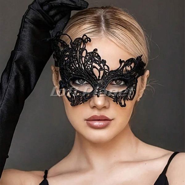 ベネチアンマスク マスカレード アシンメトリー アイマスク セクシー レース 仮面 コスプレ 仮装 パーティ 小物 グッズ 黒 M1-MS11881 画像2