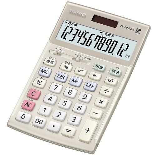 CASIO カシオ JS-20WKA-GD-N（ゴールド） ジャストタイプ 実務電卓 12桁