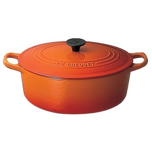 ル・クルーゼ LE CREUSET ココット オーバル IH対応 両手鍋 27cm 2502-27（オレンジ）