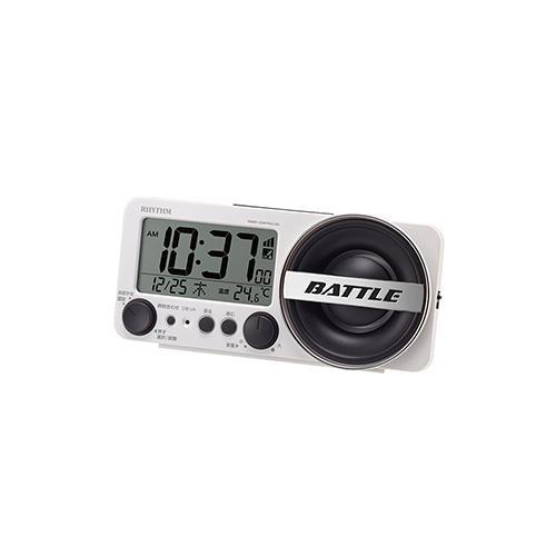 リズム時計 8RZ230SR-03（白パール） フィットウェーブバトル230 大音量電波デジタルめざまし時計