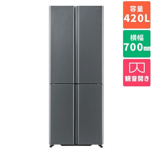 AQR-TZA42N-DS ダークシルバー 4ドア冷蔵庫 観音開き 420L 幅700mm