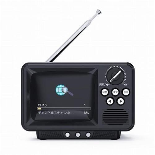 WINTECH TVR-RT1K（ブラック） 2.8インチ液晶ポータブルワンセグテレビ レトロデザイン ワイドFM対応 /テレビ/AM/FM