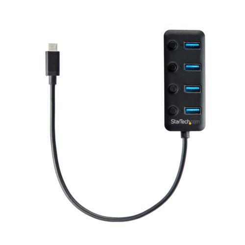 StarTech スターテック HB30C4AIB（ブラック） USB-Cハブ オン/オフスイッチ付きUSB-Aポート X4