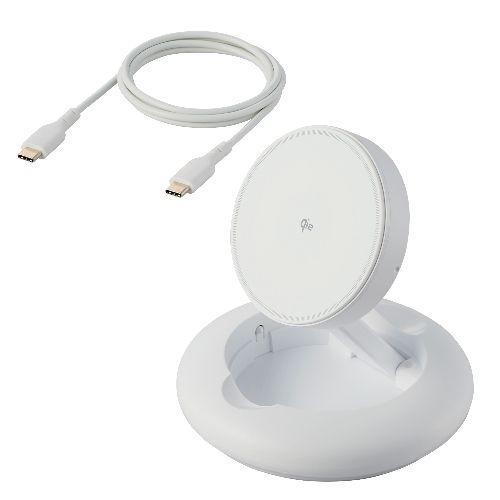 エレコム ELECOM W-MA08WH（ホワイト） ワイヤレス充電器 Qi認証 Qi2対応 15W/7.5W/5W マグネット式 卓上スタンド 2Way ケーブル付属 1m