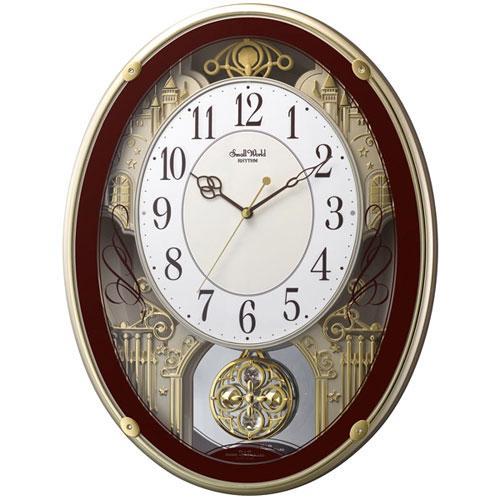 リズム時計 4MN523RH06（茶メ�
1db8
��リック色） スモールワールドプラウド 電波掛時計 11,355円