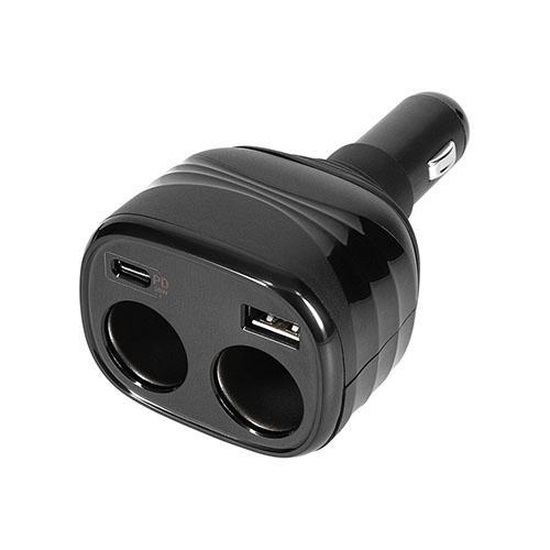 オウルテック OWLTECH OWL-CCUCD2D2-BK（ブラック） 2ポート /USB Power Delivery対応ダイレクト型車載充電器 2穴＋Type-A＋Type-C/PD30w 分配器