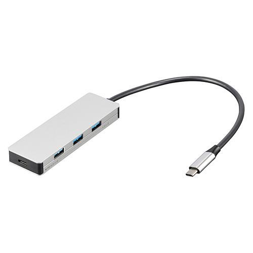 ナカバヤシ UH-C3334-SL（シルバー） PD対応USB3.2Gen2 4ポート変換アルミハブ STIXシリーズ