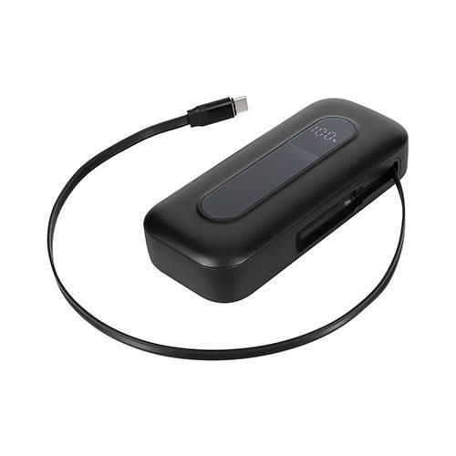 オウルテック OWLTECH OWL-LPB10021CR-BK（ブラック） 巻き取り式ケーブル内蔵 10000mAh 最大PD20W対応 USB Type-C入出力 モバイルバッテリー