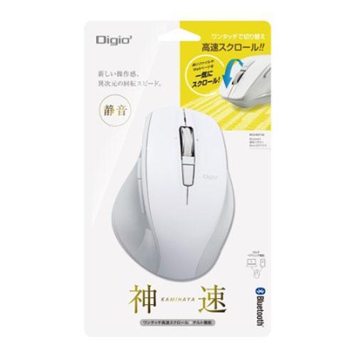 ナカバヤシ MUS-BKF165NW（Nホワイト） 高速スクロールホイール搭載 神速シリーズBluetooth静音5ボタンBlueLEDマウス