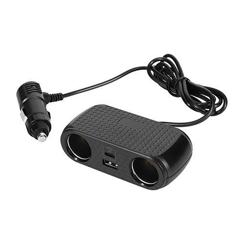 オウルテック OWLTECH OWL-CCUCD2C2-BK（ブラック） 2ポート /USB Power Delivery対応ケーブル型車載充電器 2穴＋Type-A＋Type-C/PD30w 分配器