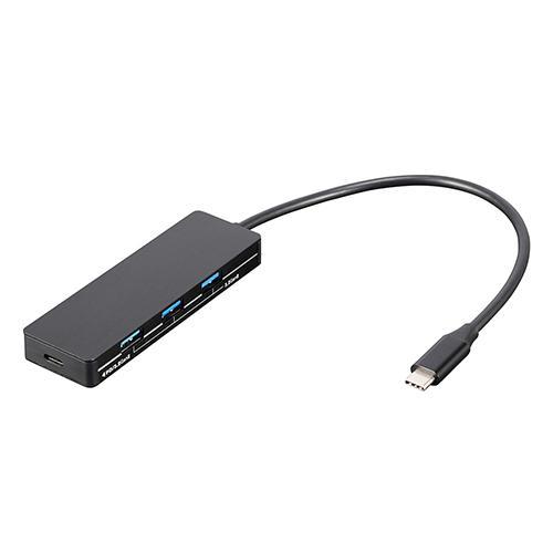 ナカバヤシ UH-C3334-BK（ブラック） PD対応USB3.2Gen2 4ポート変換アルミハブ STIXシリーズ