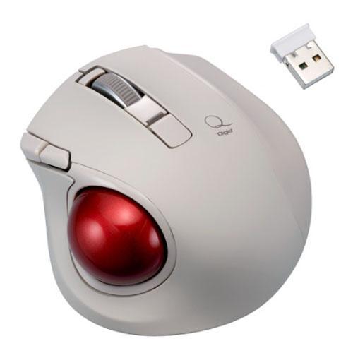 ナカバヤシ MUS-TRLF224GY（グレージュ） Qシリーズ 小型無線静音5ボタンレーザー式親指トラックボール